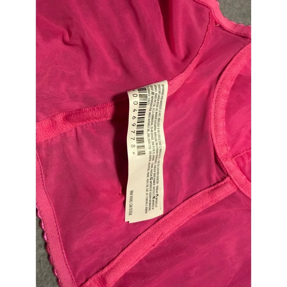 Forever 21 Pink Butterfly Mesh Corset Top Bustier Hot Pink Small